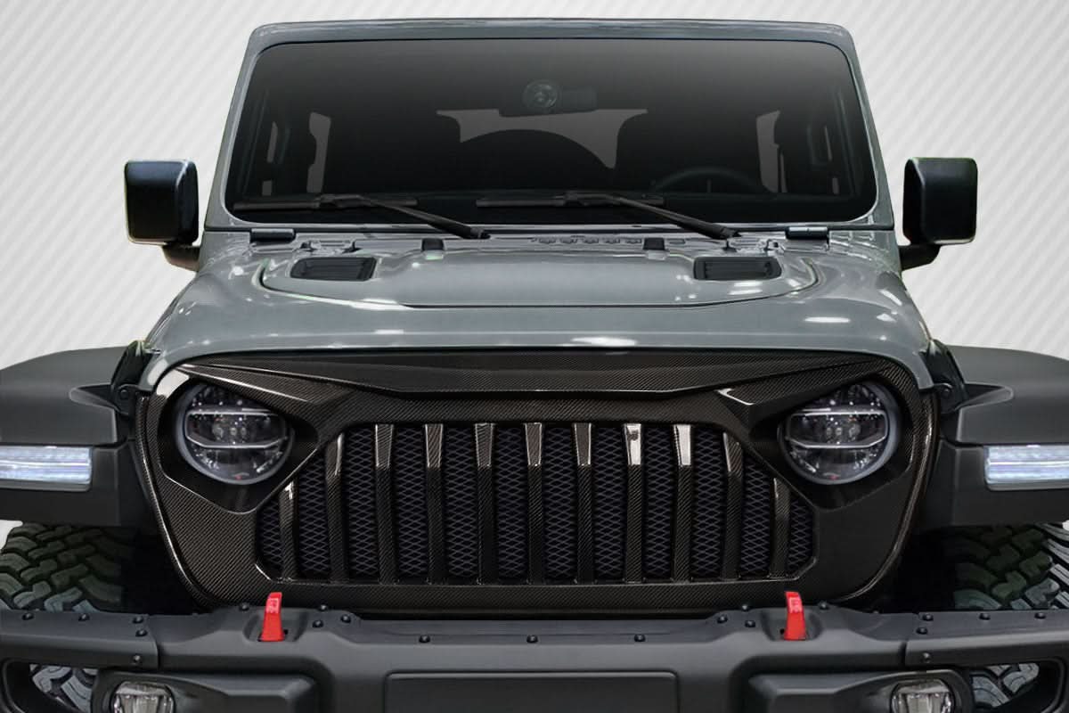 2018-2025 Jeep Wrangler JL Gladiator JT Predator Style Grille - Carbon Fiber