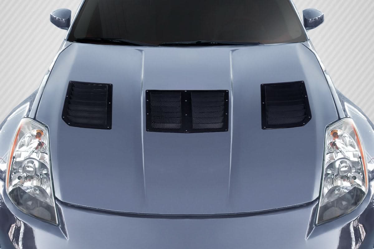 2003-2006 Nissan 350Z GT1 Style Hood Vents - 3 Piece Carbon Fiber