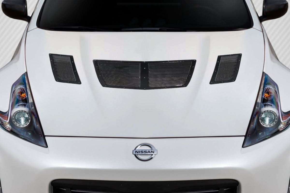 2009-2020 Nissan 370Z GT1 Style Hood Vents - 3 Piece Carbon Fiber