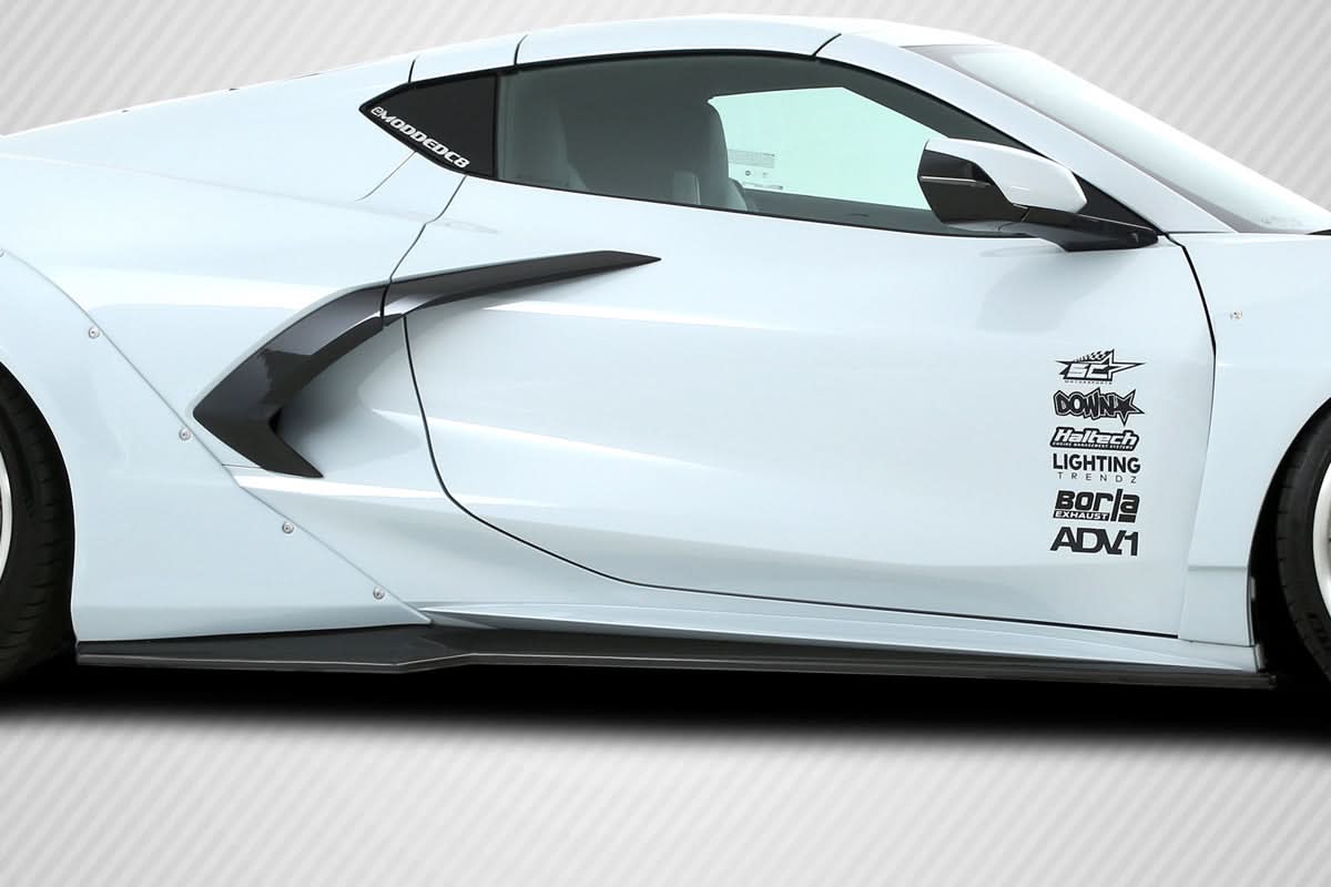 2020-2025 Chevrolet Corvette C8 Gran Veloce Style Side Skirt Splitters - Carbon Fiber