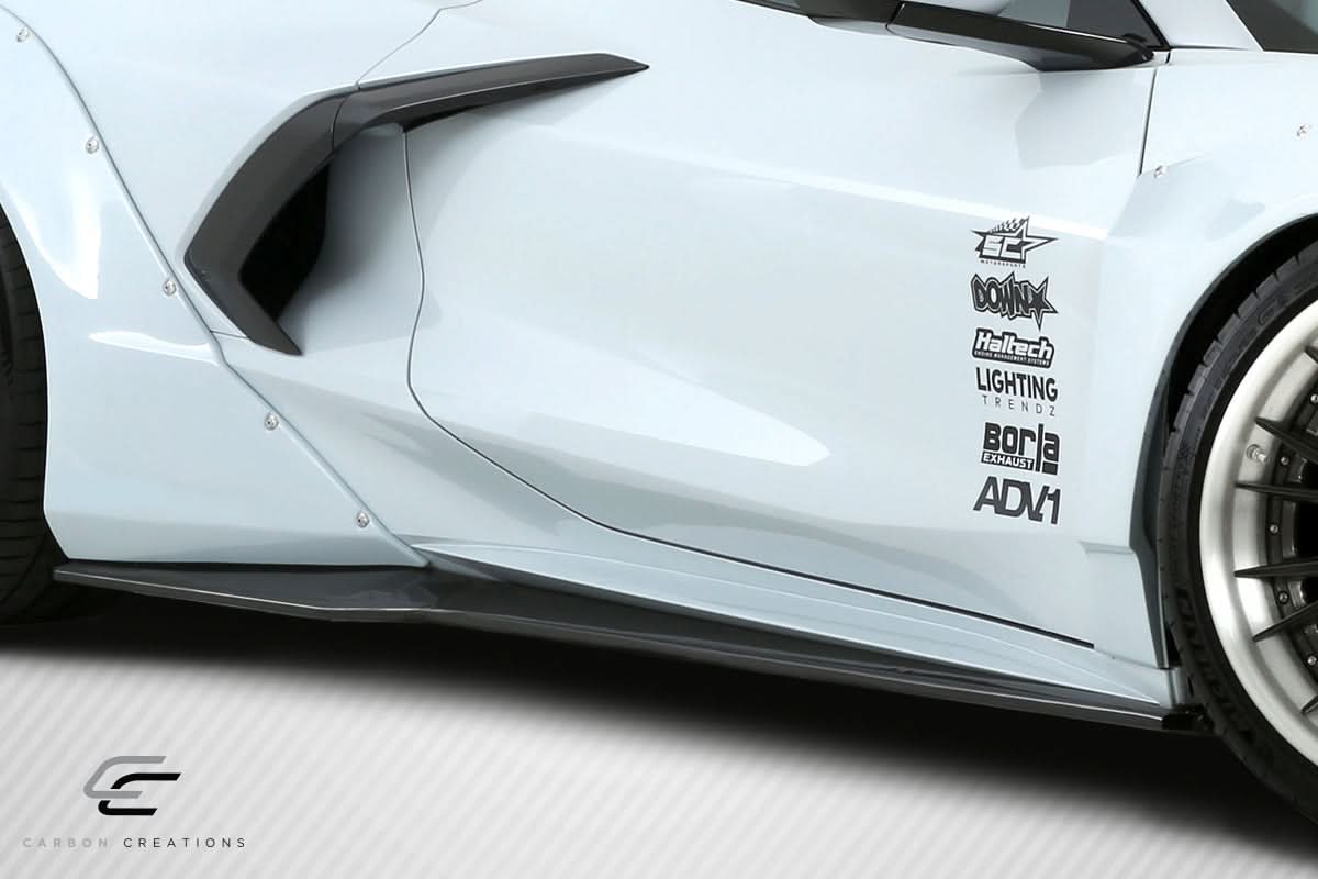 2020-2025 Chevrolet Corvette C8 Gran Veloce Style Side Skirt Splitters - Carbon Fiber