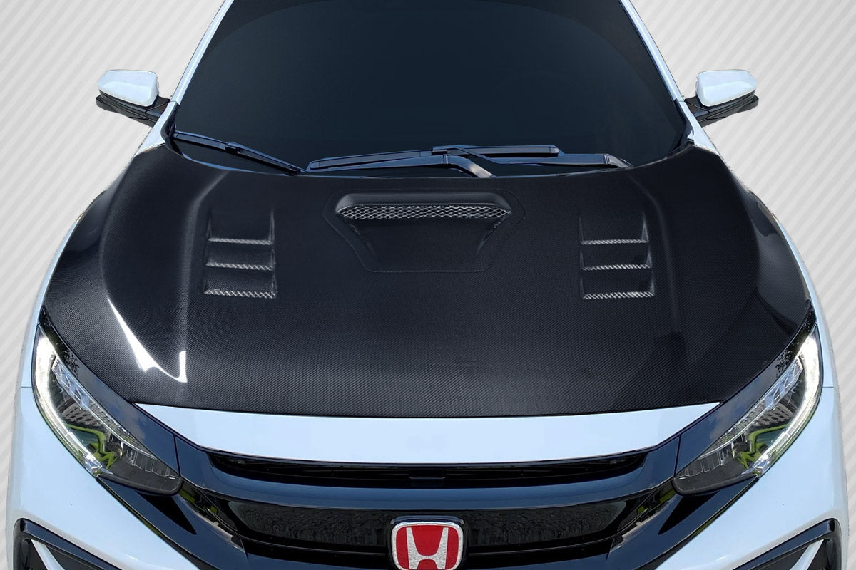 2016-2021 Honda Civic TS 1 Style Hood - Carbon Fiber