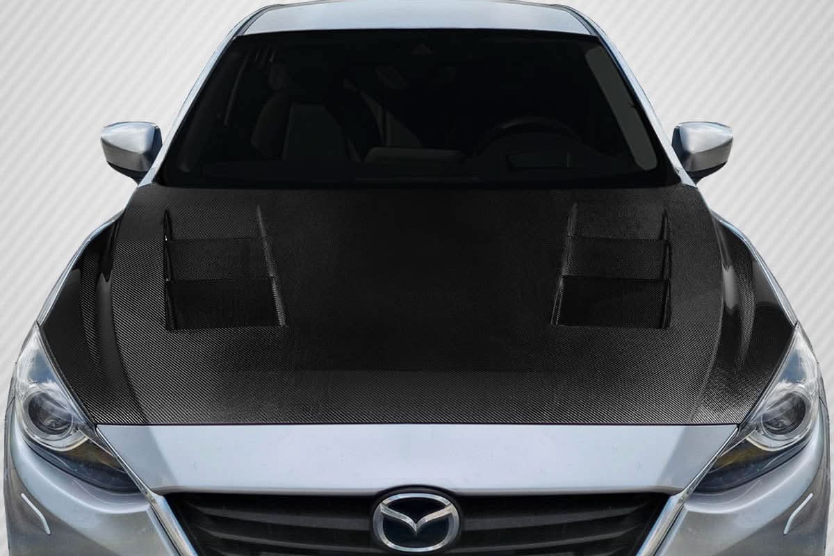 2014-2018 Mazda 3 Velocity Style Hood - Carbon Fiber