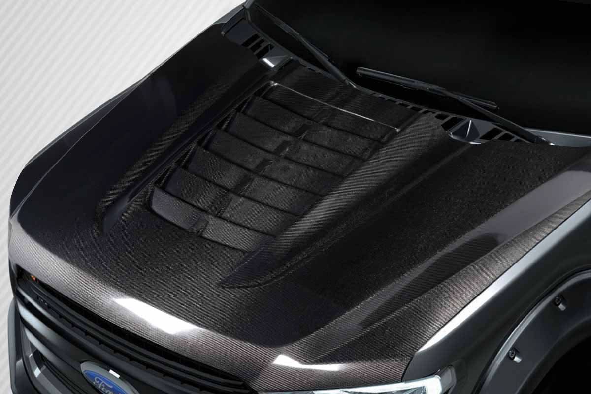 2017-2022 Ford Super Duty GT500 V2 Look Hood - Carbon Fiber