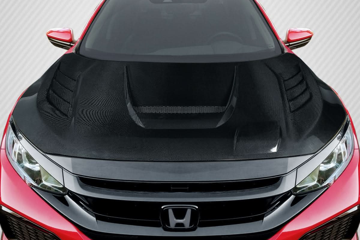 2016-2021 Honda Civic Time Attack Style Hood - Carbon Fiber