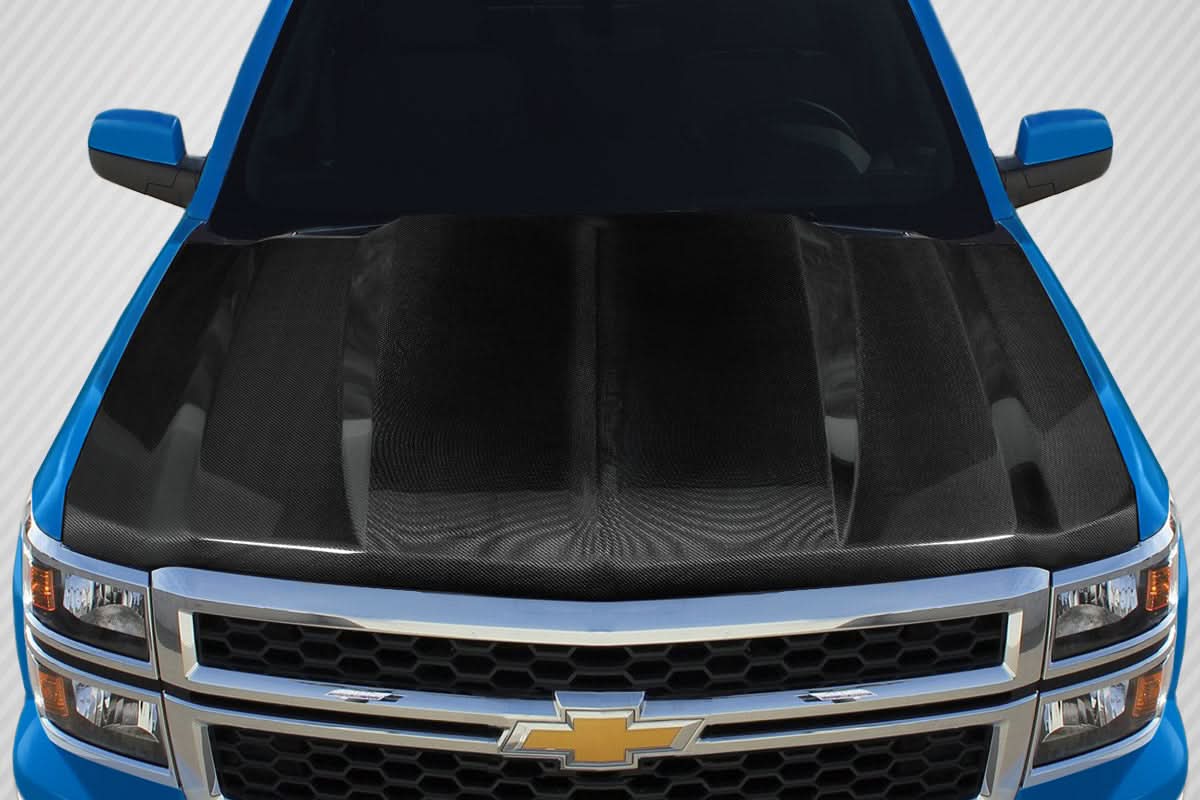 2014-2015 Chevrolet Silverado 2" Cowl Hood - Carbon Fiber