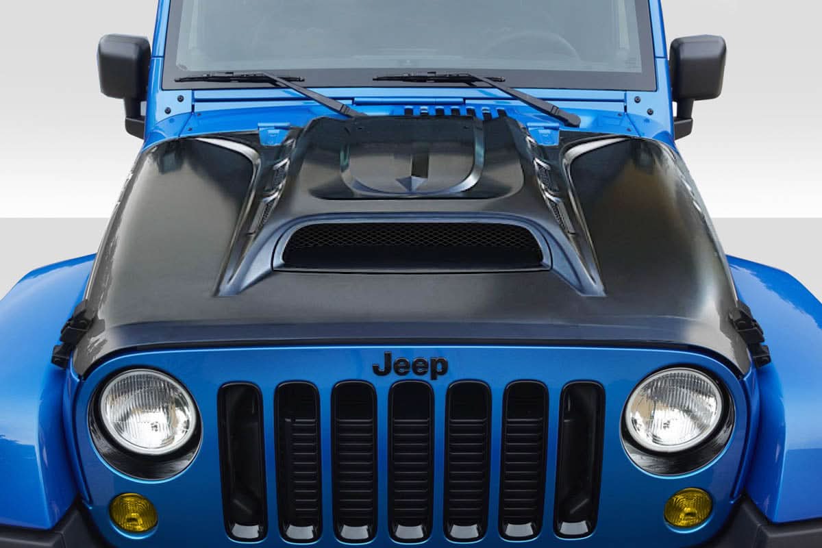 2007-2018 Jeep Wrangler JK Avenge Style Vented Hood - FRP