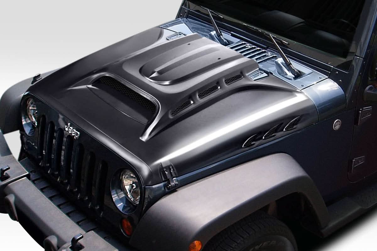 2007-2018 Jeep Wrangler JK Avenge Style Vented Hood - FRP