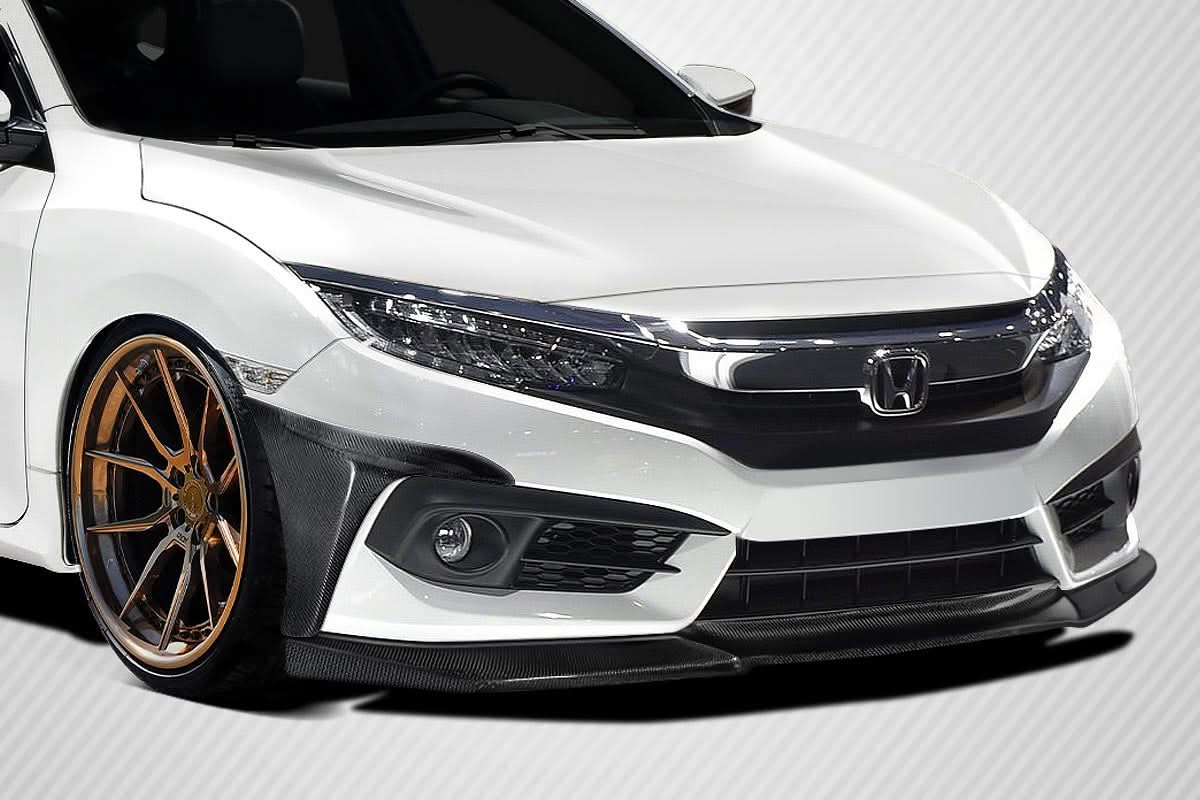 2016-2018 Honda Civic Yoka Style Front Lip Spoiler - Carbon Fiber