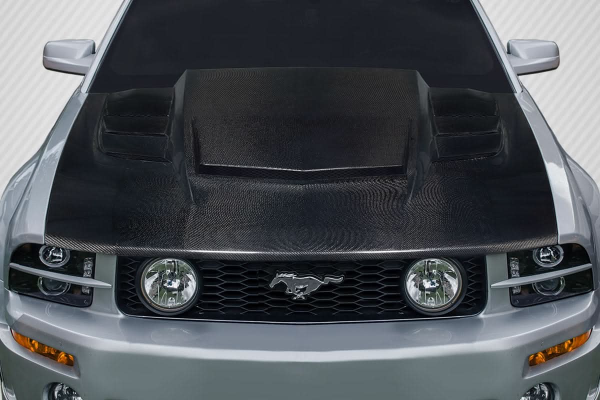 2005-2009 Ford Mustang Interceptor Style Hood - Carbon Fiber