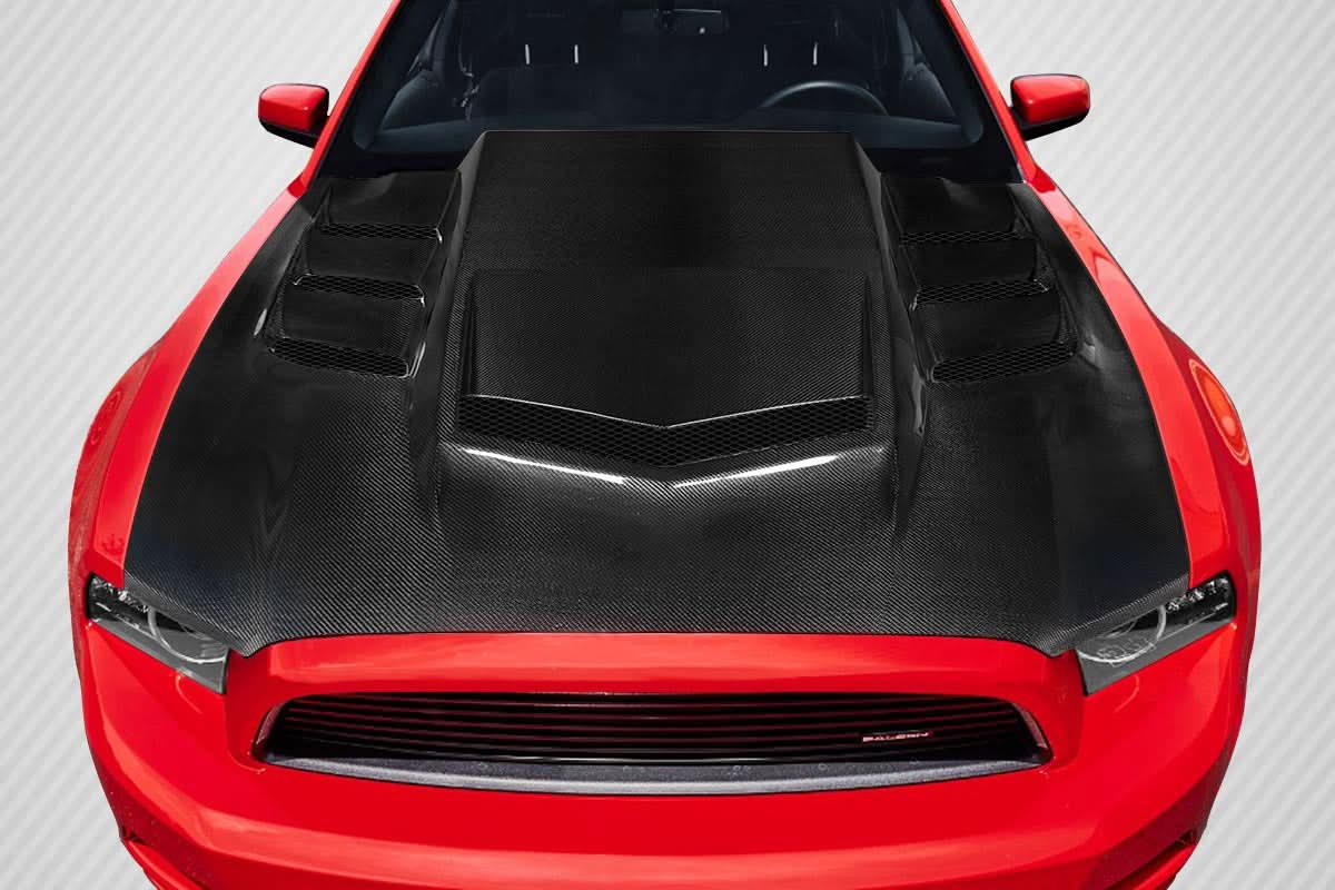 2013-2014 Ford Mustang Interceptor Style Hood - Carbon Fiber