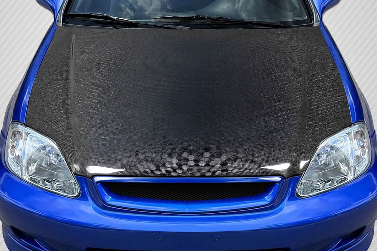 1999-2000 Honda Civic Geo6ix Dritech OEM Look Hood - Carbon Fiber