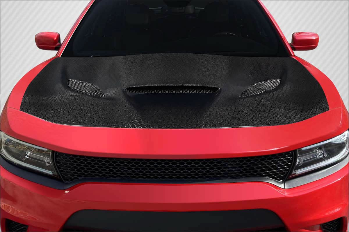 2015-2023 Dodge Charger Geo6ix Dritech Hellcat Look Hood - Carbon Fiber
