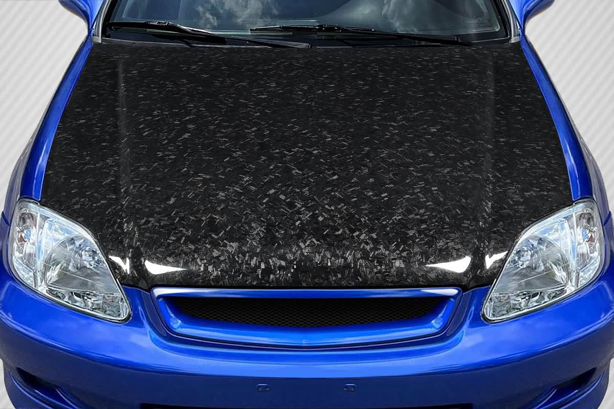 1999-2000 Honda Civic AeroForge Dritech OEM Look Hood - Carbon Fiber