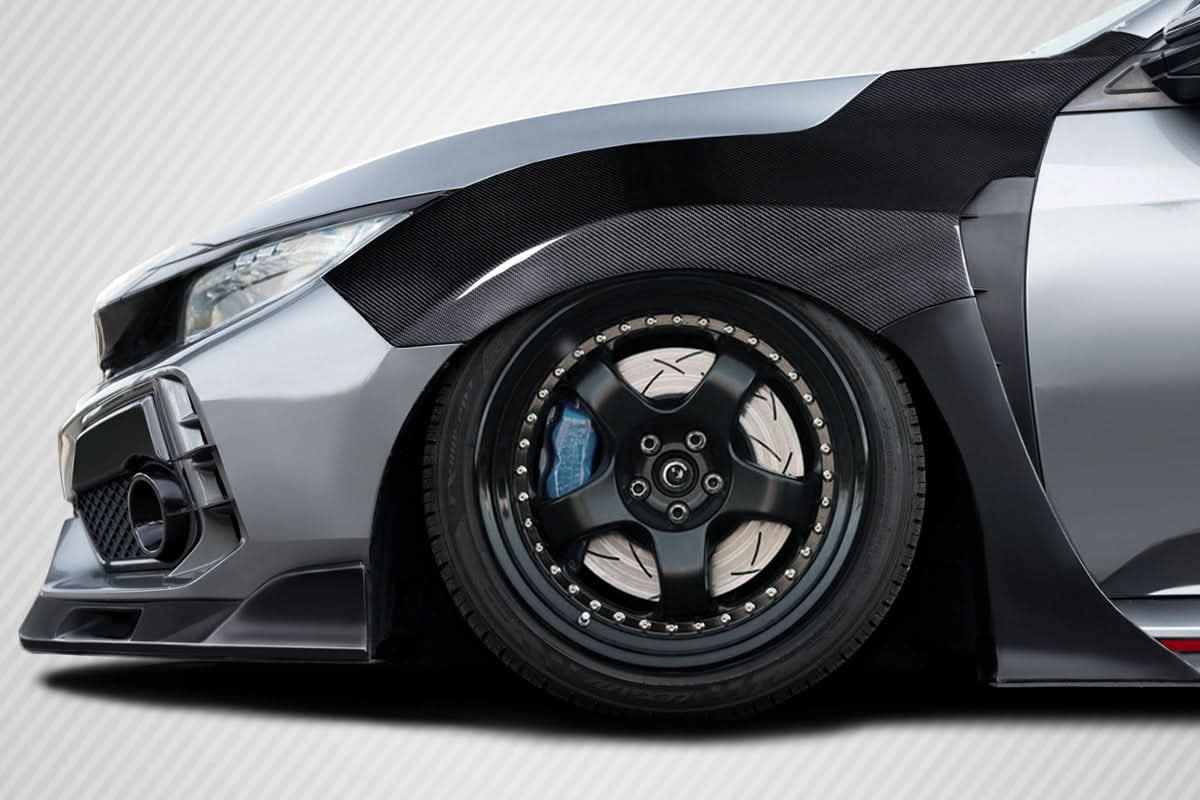 2017-2021 Honda Civic Type R Skywalker Style Front Fenders - Carbon Fiber