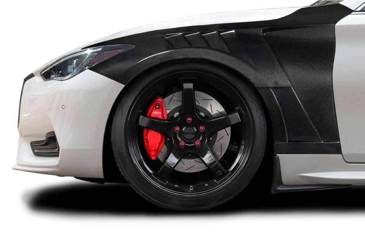 2017-2022 Infiniti Q60 Koya Style Front Fenders - Carbon Fiber