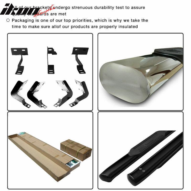 2004-2008 Ford F150 Black Powder Coat Finish Running Boards Stainless