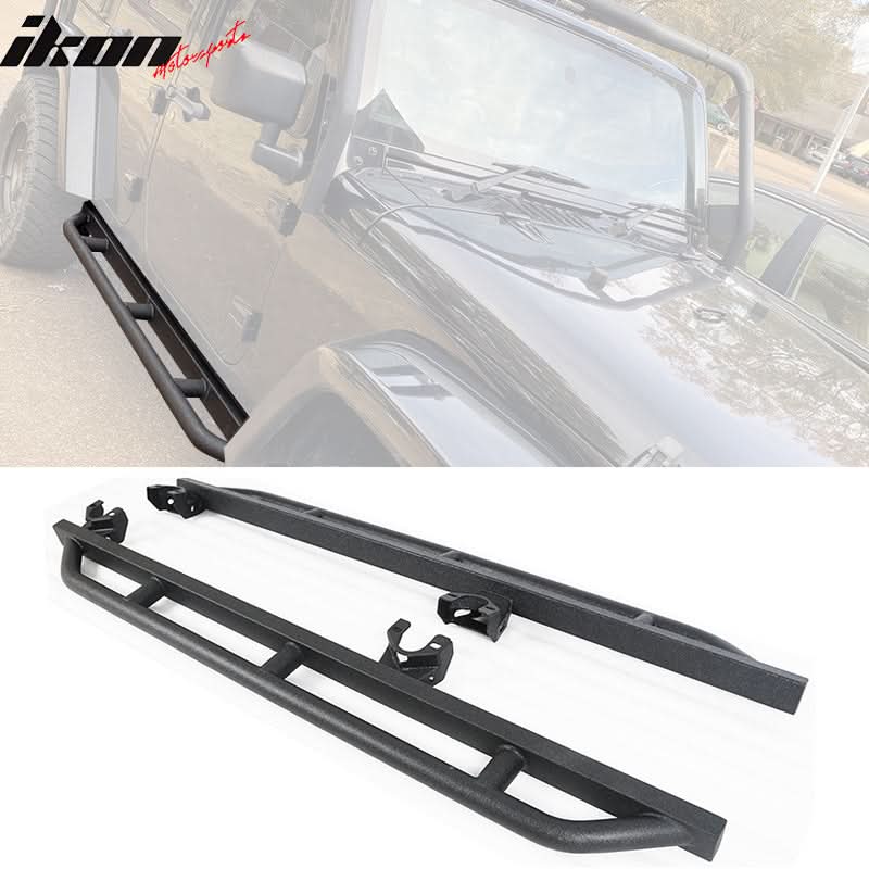 2007-2018 Jeep Wrangler JK Textured Iron Steel Black Side Step Bars