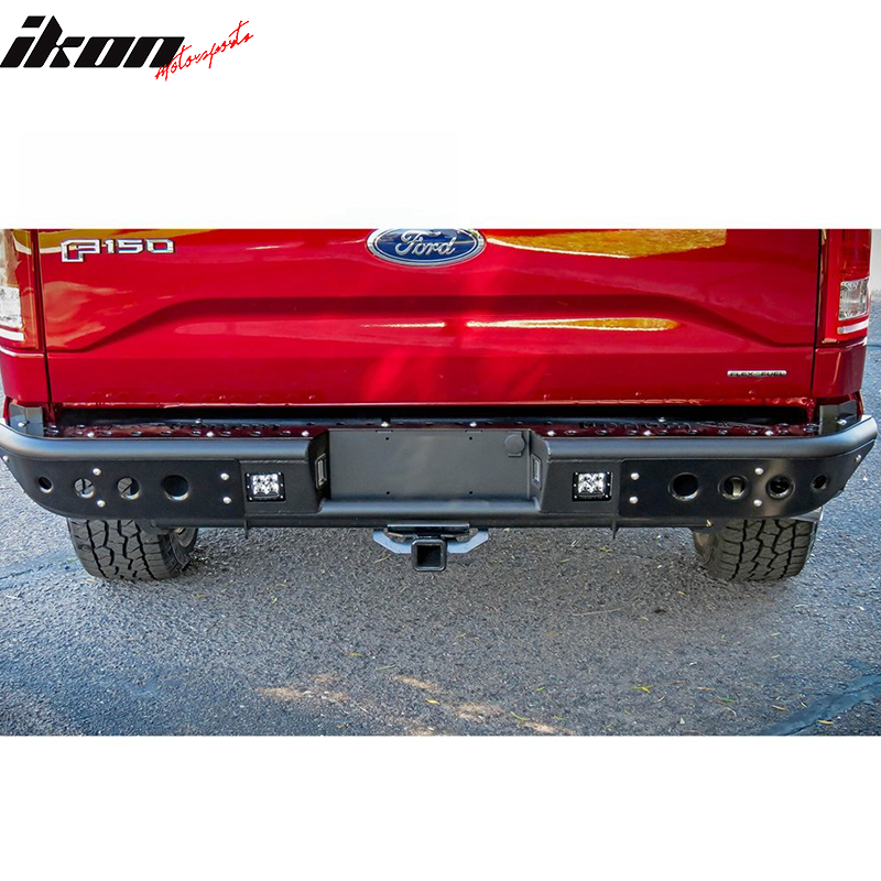 2015-2022 Ford F150 Textured Black Rear Bumper Guard LED Lights Lamp