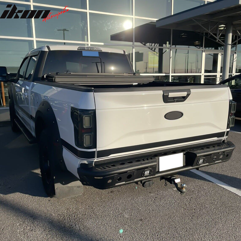 2015-2022 Ford F150 Textured Black Rear Bumper Guard LED Lights Lamp