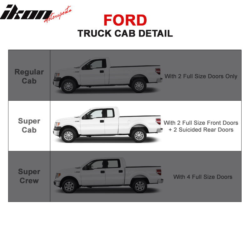 Fits 04-08 Ford F150 Super Cab 4in Black Oval Curved Running Boards
