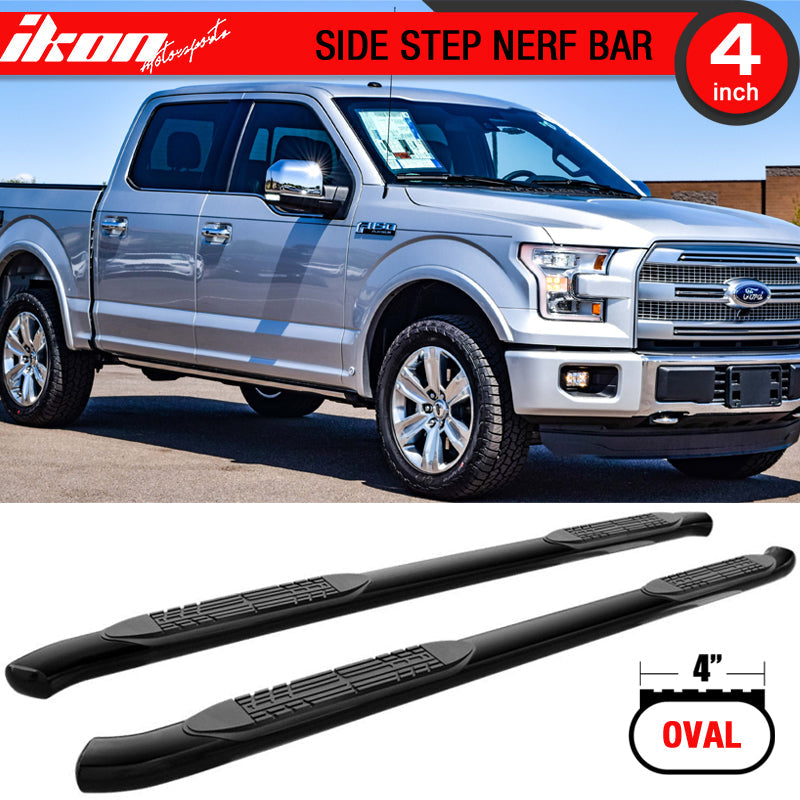 2015-2022 Ford F-150 4in Side Steps Bar Running Boards Stainless Steel