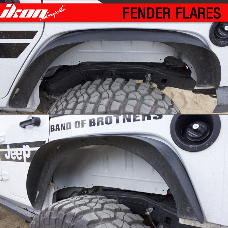 2007-2017 Jeep Wrangler Jk Textured Flat Style Fender Flare Steel