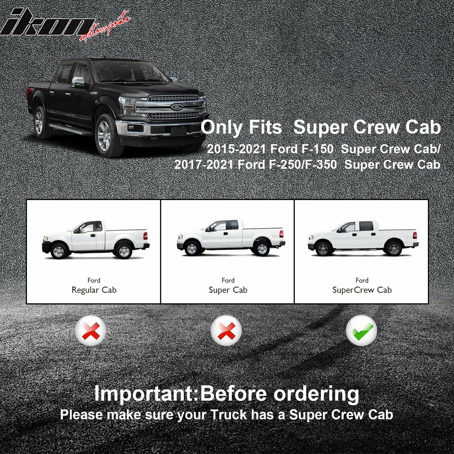 2015-2022 Ford F150 Crew Cab 6" Running Boards Side Step Bar