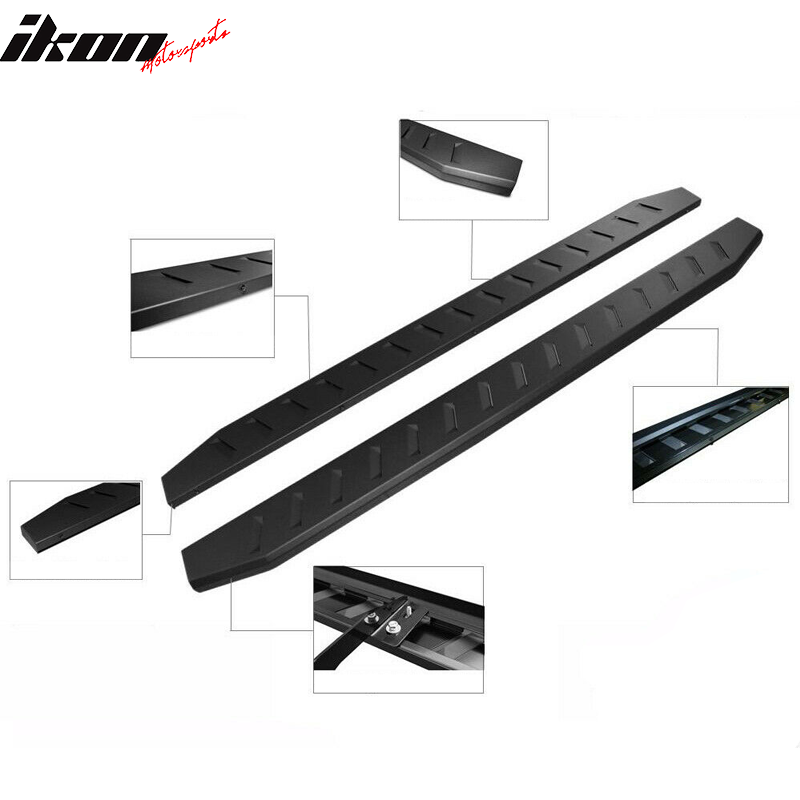 2015-2022 Ford F-150 F-250 F-350 78In Black Running Board Carbon Steel