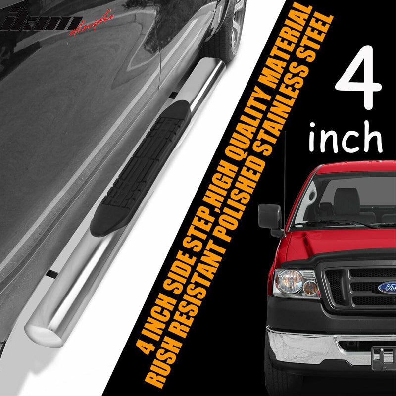 2004-2008 Ford F150 Regular Cab 4" Oval Chrome Running Board Stainless