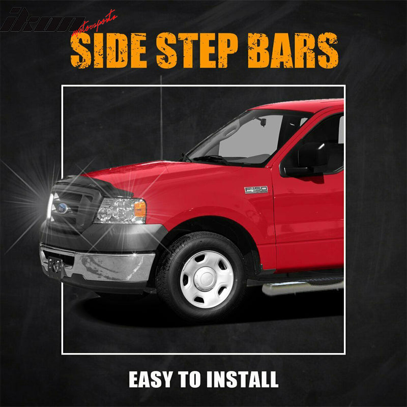 2004-2008 Ford F150 Regular Cab 4" Oval Chrome Running Board Stainless