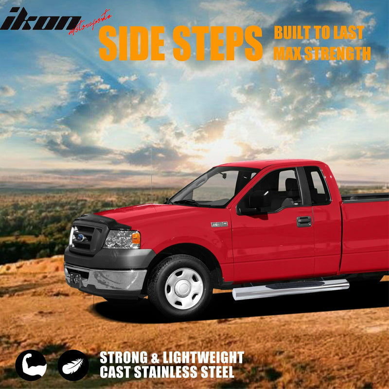 2004-2008 Ford F150 Regular Cab 4" Oval Chrome Running Board Stainless