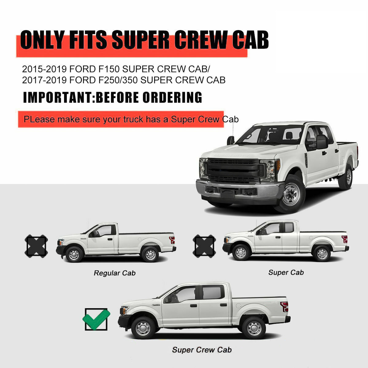 2015-2022 Ford F150 F250 Super Duty Crew Cab 5" Silver Running Boards