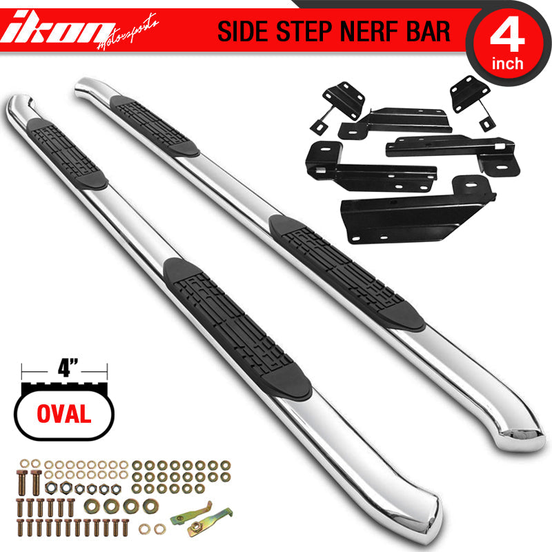 2015-2022 Ford F-150 4in Side Steps Bar Running Boards Stainless Steel