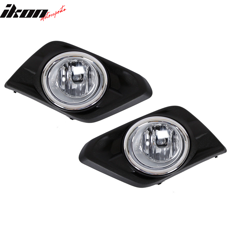 2014-2016 Nissan Rogue Chrome Fog Lighs w/ Bulb Switch Bezel Pair