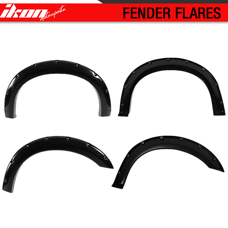 Fit 99-07 F250 F350 Super Duty Pocket Smooth Black ABS Fender Flares