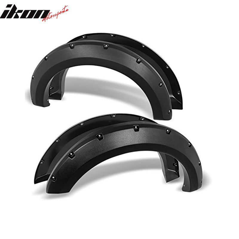 1999-2007 Ford F250 F350 HD Black Pocket Style Fender Flares ABS