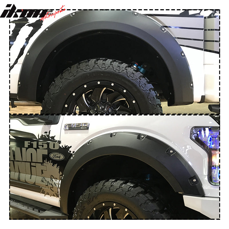 2015-2022 Ford F150 Pocket Riveted Style Textured Fender Flares ABS