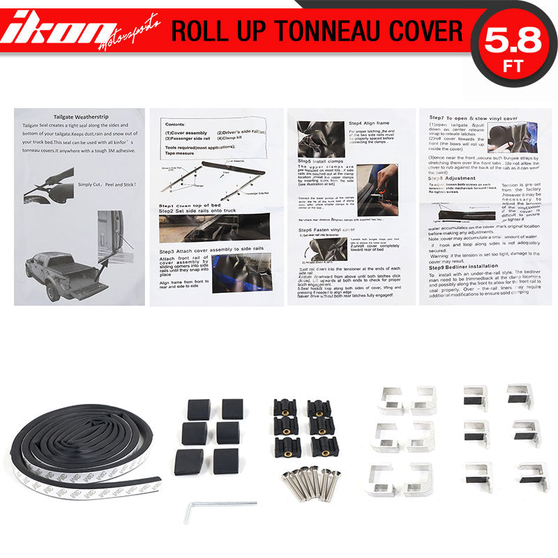 2014-2017 Chevy Silverdo Roll Lock Soft Tonneau Cover Black 5.8ft Bed