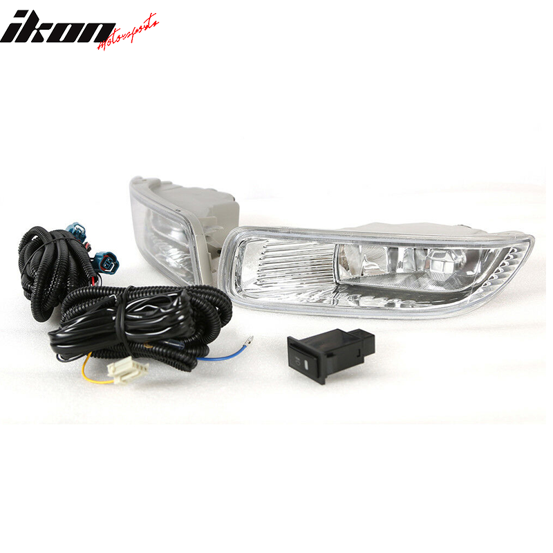 2003-2004 Toyota Corolla Clear Bumper ABS Housing Fog Lights w/ Switch