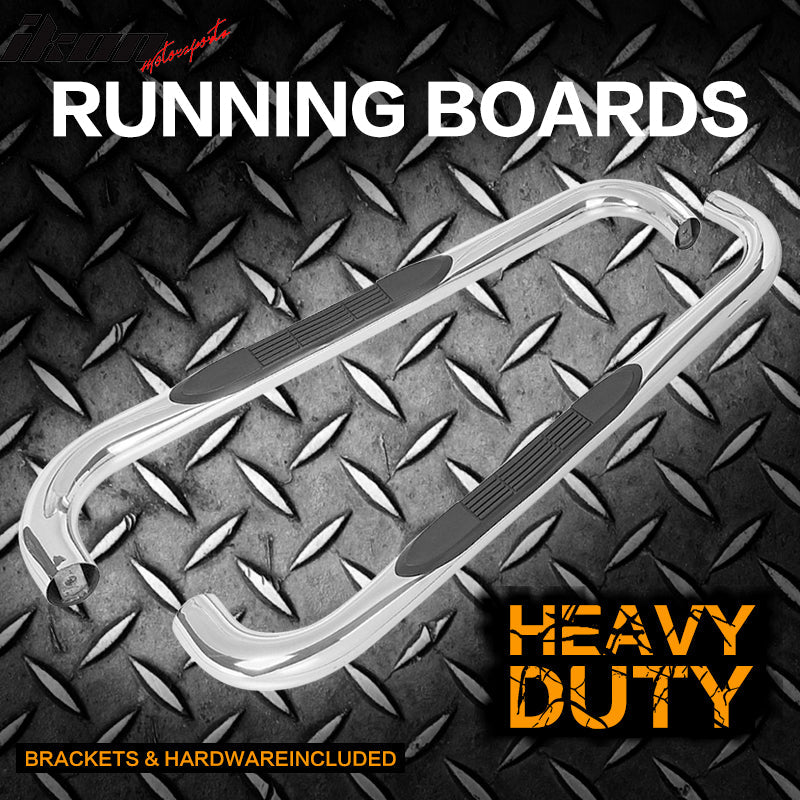 2007-2018 Jeep Wrangler Round Silver Running Boards Stainless Steel