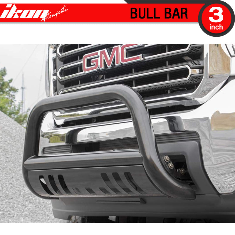 2007-2014 Silverado Sierra 2500 3500HD 3" Tublar Black Bull Bar Steel