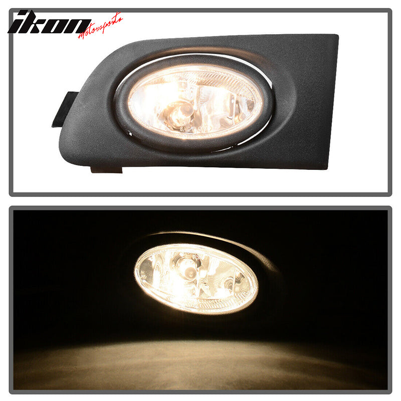 2001-2003 Honda Civic Black Housing Clear Lens Fog Lights Lamp Pair
