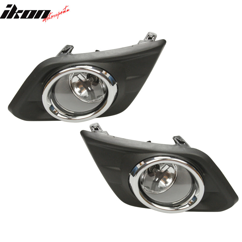 2014-2016 Nissan Rogue Chrome Fog Lighs w/ Bulb Switch Bezel Pair