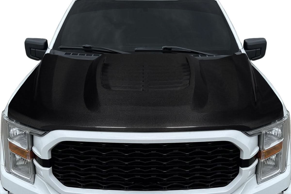 2021-2025 Ford F-150 Adventure Style Hood - Carbon Fiber