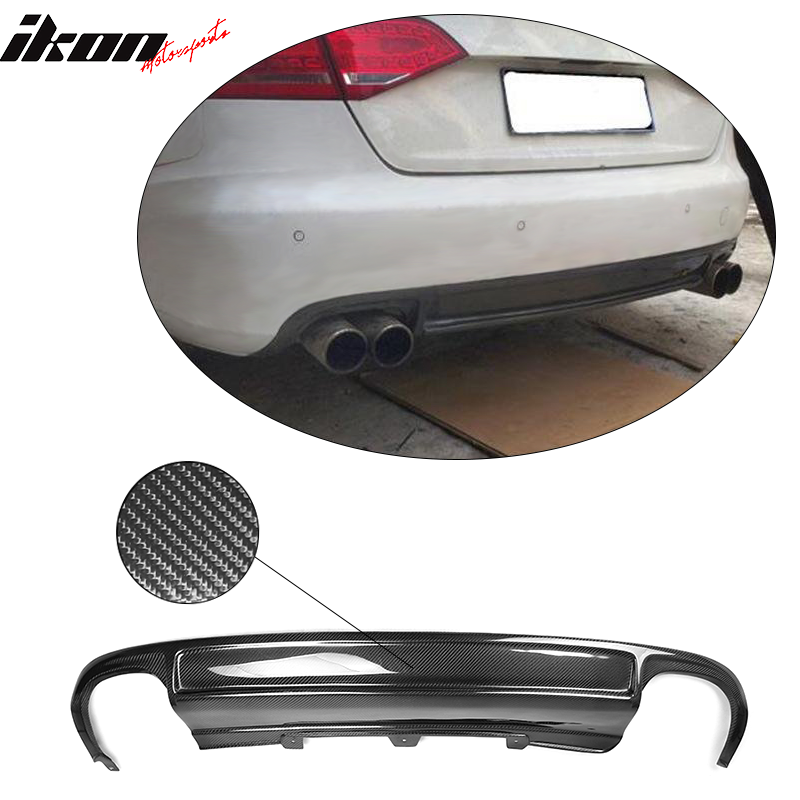 2009-2012 Audi A4 B8 S4 Style Rear Bumper Lip Diffuser Carbon Fiber