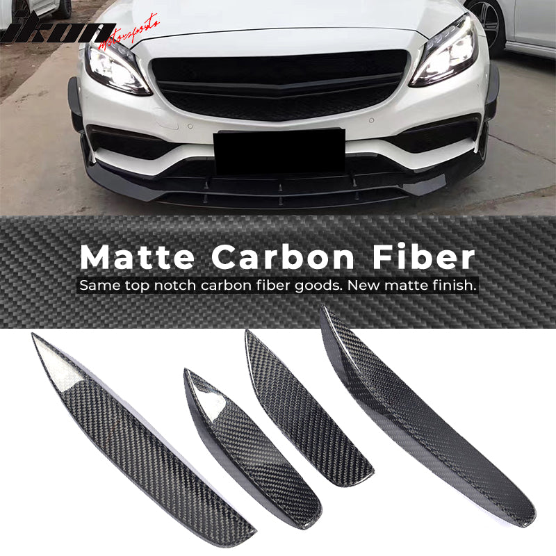2015-2021 Benz C-Class W205 JC Front Bumper Fins Canards Carbon Fiber