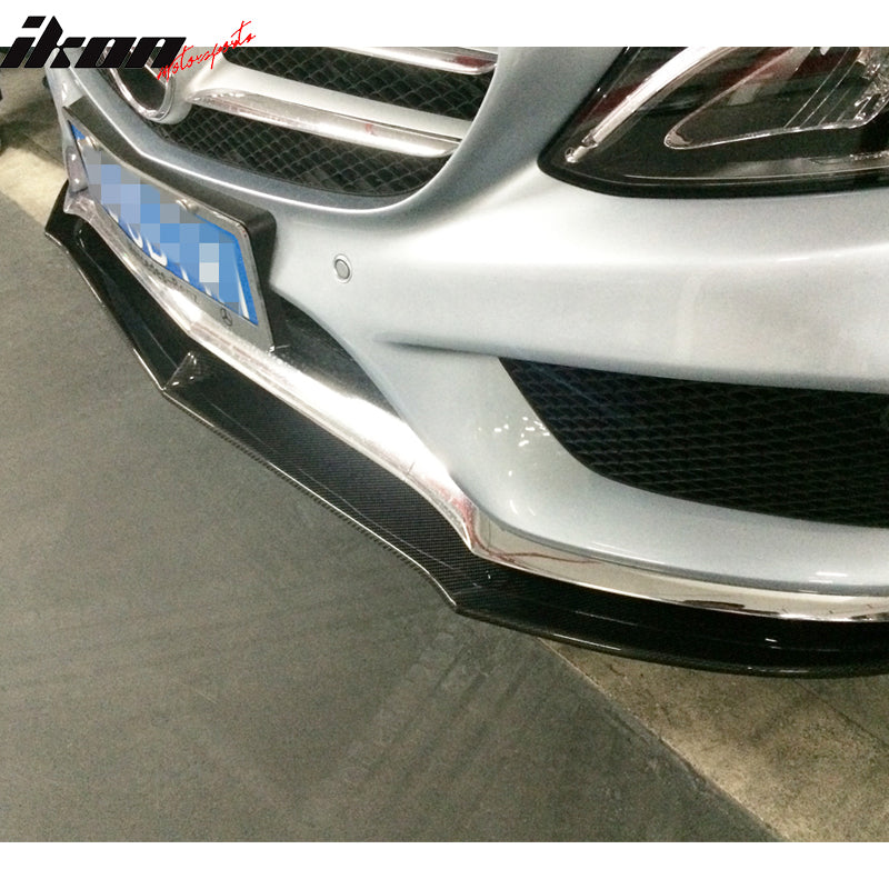 2015-2018 Benz W205 C Class PSM Style Front Bumper Lip Carbon Fiber