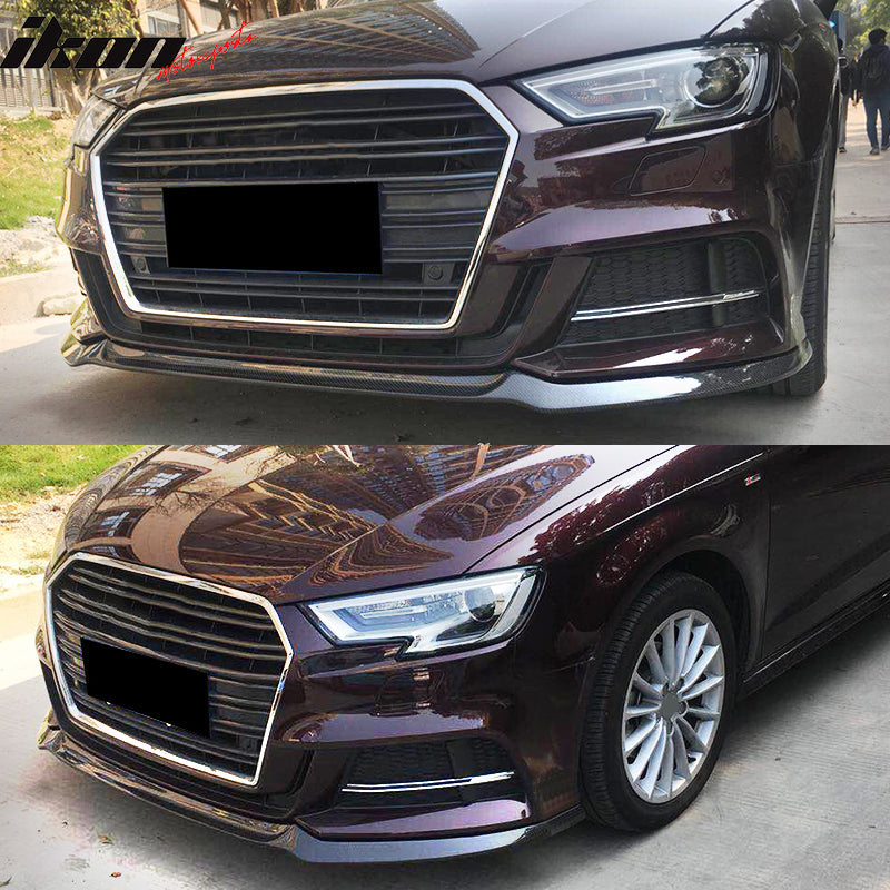 2017-2018 Audi A3 S Line S3 JC Style Front Bumper Lip Kit Carbon Fiber