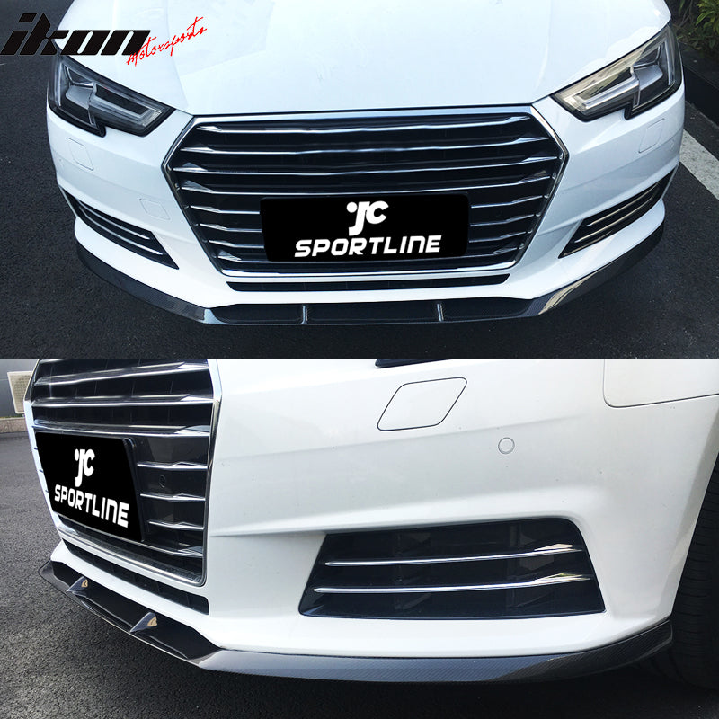 2017-2019 Audi A4 B9 JC Style Front Bumper Lip Spoiler Carbon Fiber